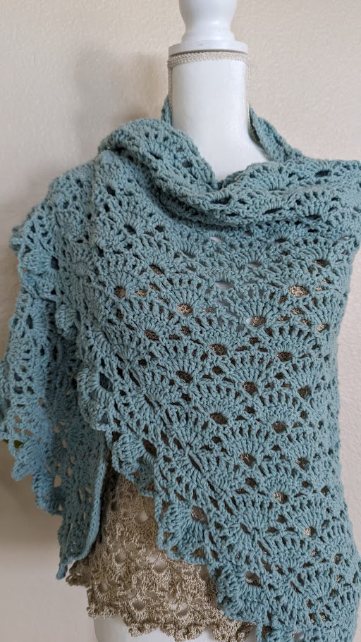 CUSTOM MADE ORDER - Pastel Green Crochet Lace Shawl