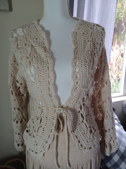 MADE TO ORDER - Crochet Long Sleeve Lace Cardigan