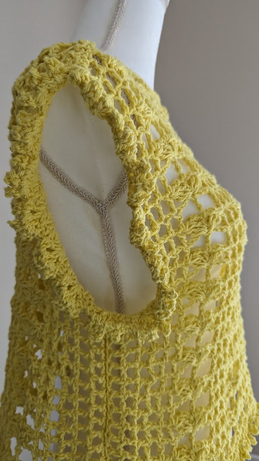 MADE TO ORDER - Canary Yellow Crochet Mesh Butterfly Top