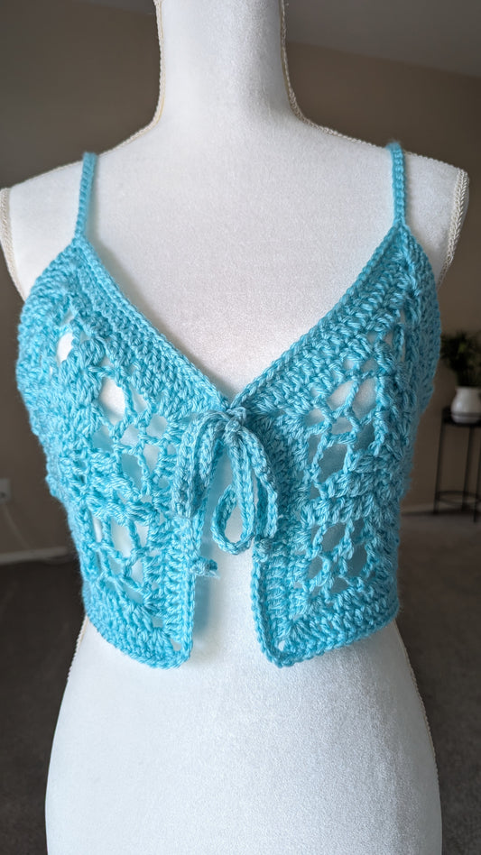 MADE TO ORDER - Crochet Azure Blossom Top