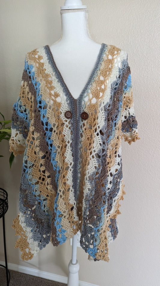 CUSTOM MADE ORDER - Woodland Breeze Crochet Floral Poncho