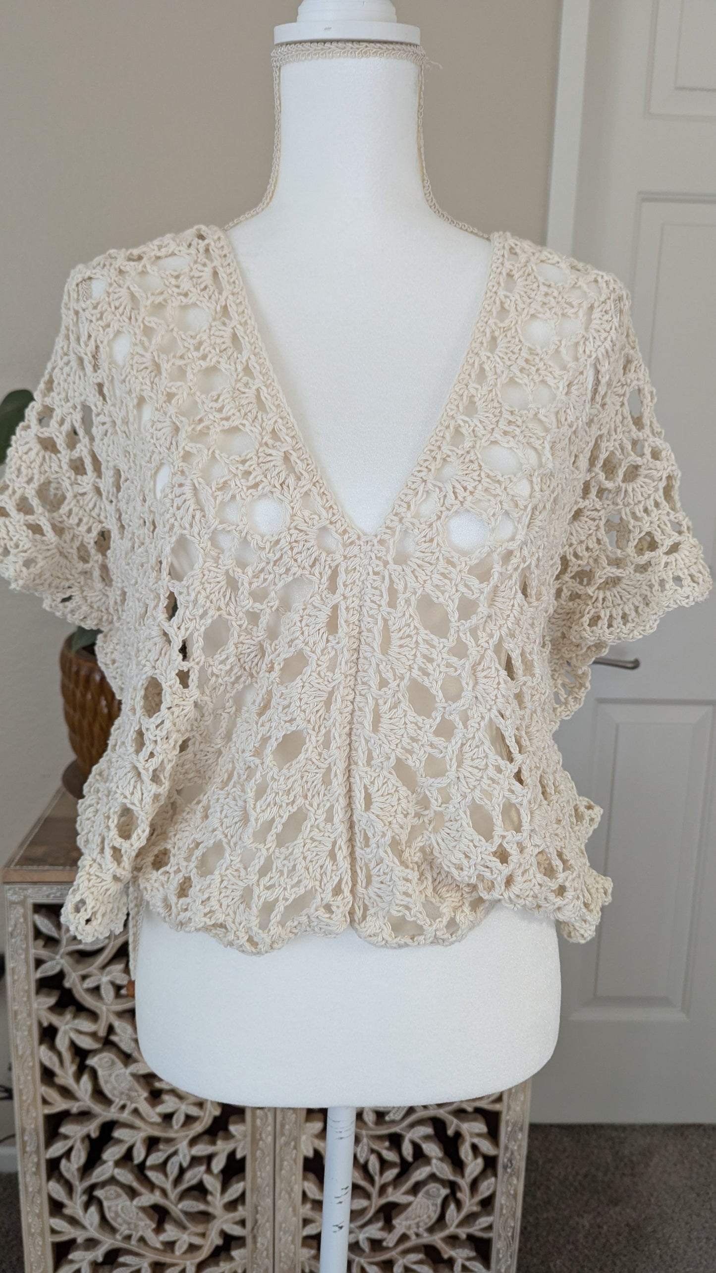 MADE TO ORDER -Ivory Breeze Crochet Butterfly Lace Bolero