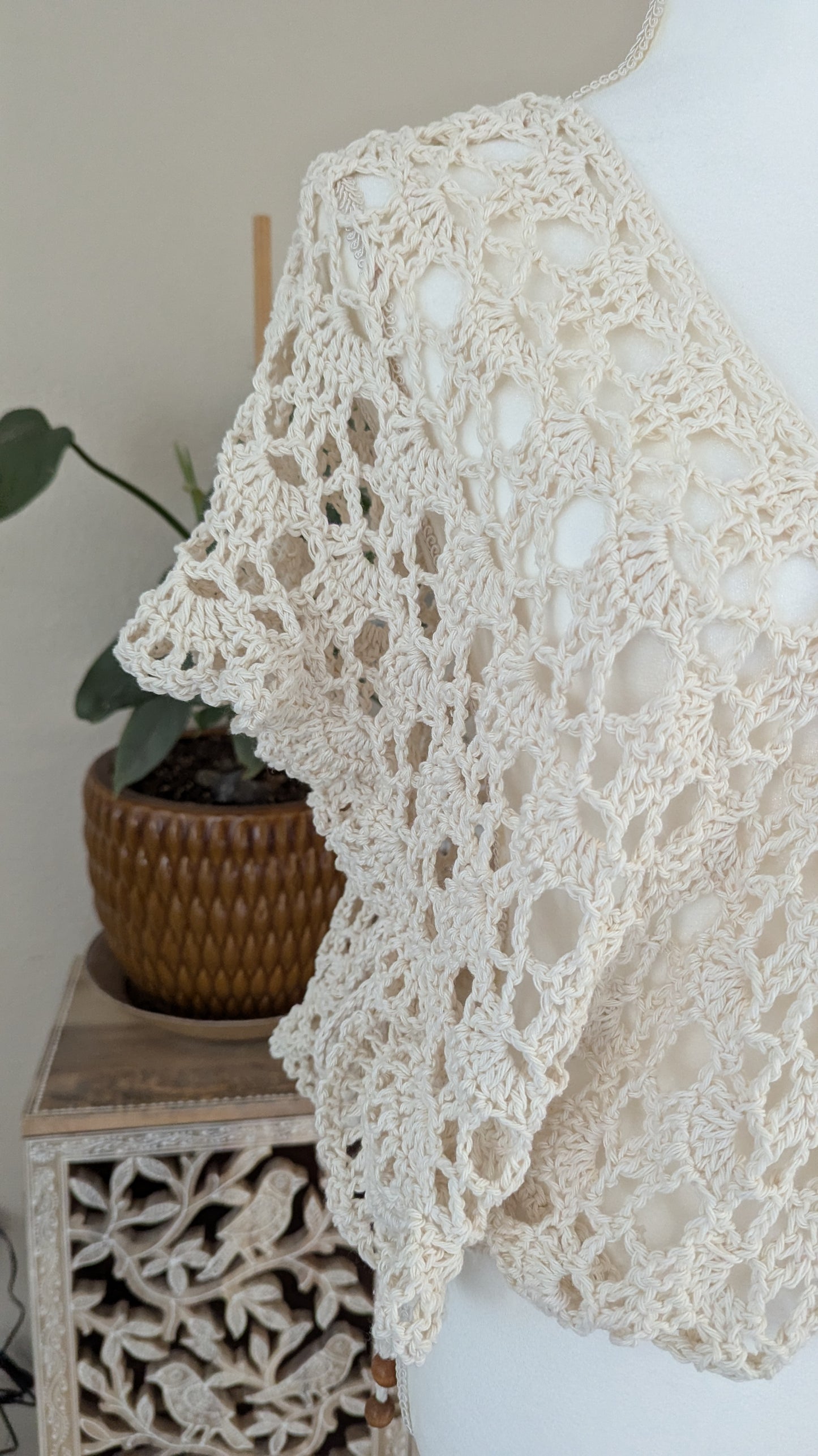 MADE TO ORDER -Ivory Breeze Crochet Butterfly Lace Bolero