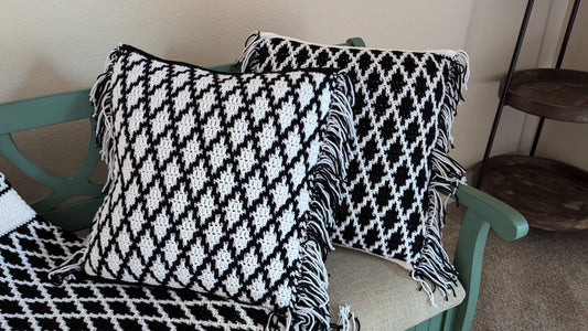 Made to Order - Crochet Black and White Mosaic Pillowcase