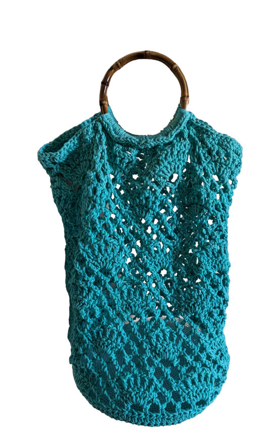 MADE TO ORDER - Crochet Aqua Green Lace Handbag