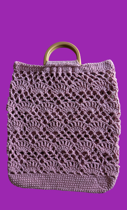 MADE TO ORDER - Rose Pink Crochet Lace Handbag