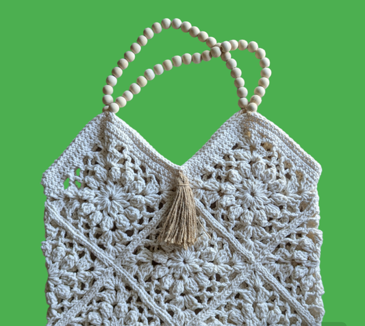 MADE TO ORDER - Crochet Lace Boho Blossom Tote Bag