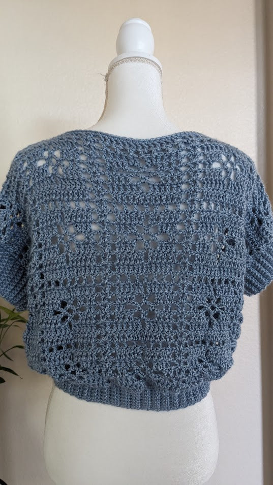 MADE TO ORDER - Light Blue Crochet Lace Sweater Top