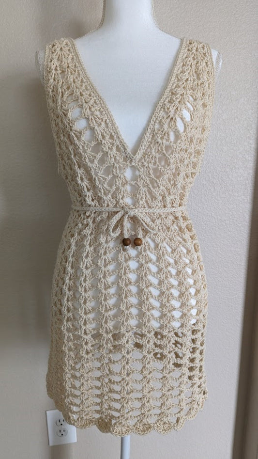 CROCHET PATTERN - LIGHT BEIGE CROCHET MESH DRESS