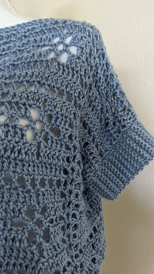 MADE TO ORDER - Light Blue Crochet Lace Sweater Top