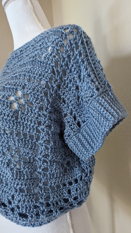 MADE TO ORDER - Light Blue Crochet Lace Sweater Top