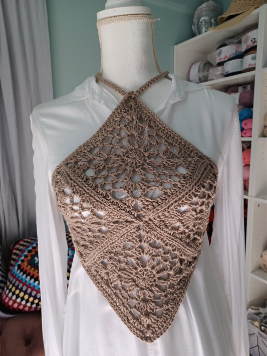 CROCHET PATTERN - Stone Beige Crochet Halter Top