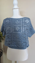 MADE TO ORDER - Light Blue Crochet Lace Sweater Top