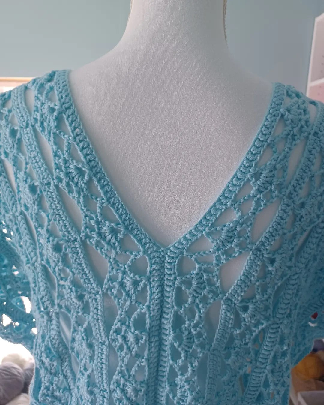 MADE TO ORDER - Ice Blue Crochet Lace Blouse