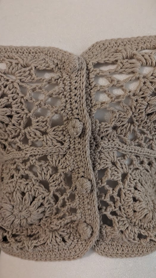 MADE TO ORDER - Taupe Crochet Floral Lace Tank Top